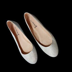 Glittery Silver Flat Slip On Shoes  Fit Size 9
